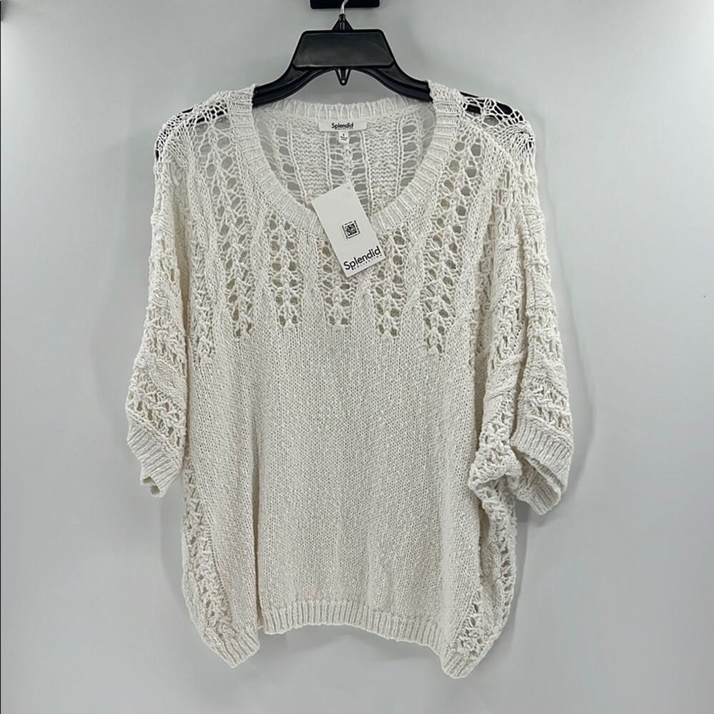 Splendid Collection Women's Short Sleeve Sweater - White - Small - New with tags
